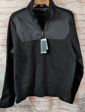 Perry Ellis Men's Black Half-Zip Pullover Sweater Medium Nwt